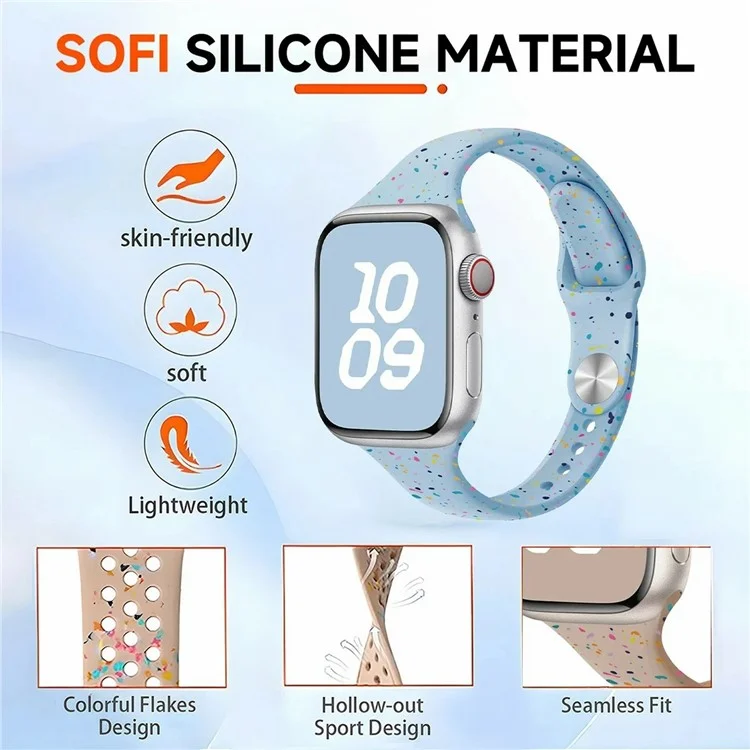 Bracelete de Silicone para Apple Watch Series 10 42mm / 9 8 7 41mm / SE (2023) SE (2022) SE 6 5 4 40mm / 3 2 1 38mm - Preto