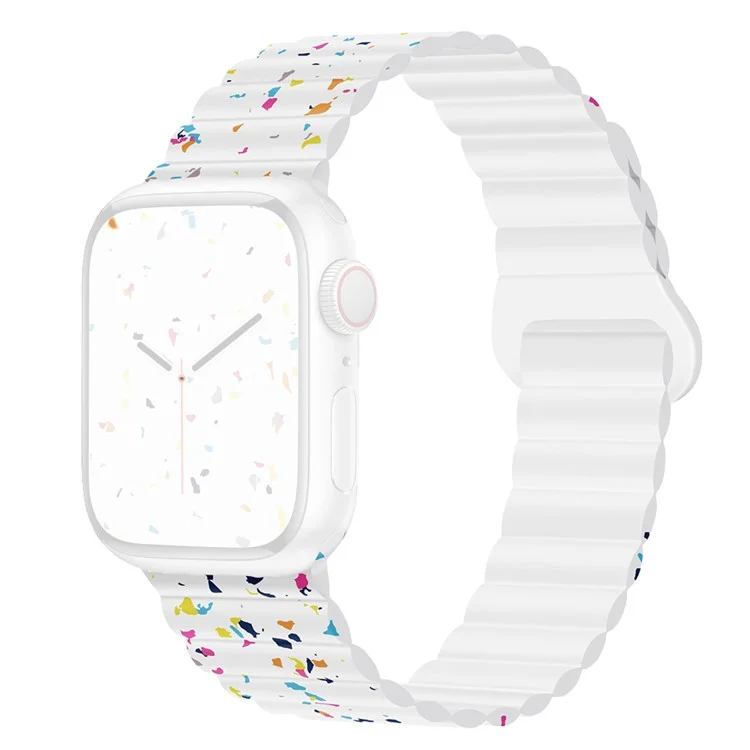 Magnetic Silicone Strap for Apple Watch Series 10 46mm / Ultra 2 / Ultra 49mm / 9 8 7 45mm / SE (2023) SE (2022) SE 6 5 4 44mm / 3 2 1 42mm - White