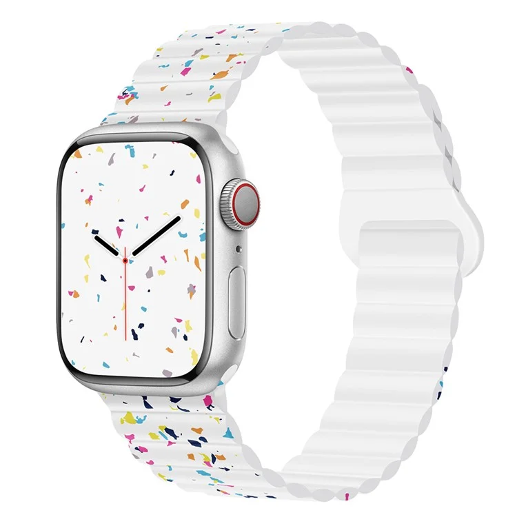 Magnetic Silicone Strap for Apple Watch Series 10 46mm / Ultra 2 / Ultra 49mm / 9 8 7 45mm / SE (2023) SE (2022) SE 6 5 4 44mm / 3 2 1 42mm - White