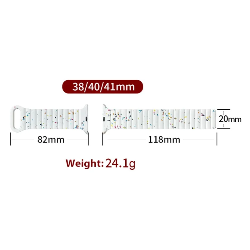 Magnetic Silicone Strap for Apple Watch Series 10 42mm / 9 8 7 41mm / SE (2023) SE (2022) SE 6 5 4 40mm / 3 2 1 38mm - White