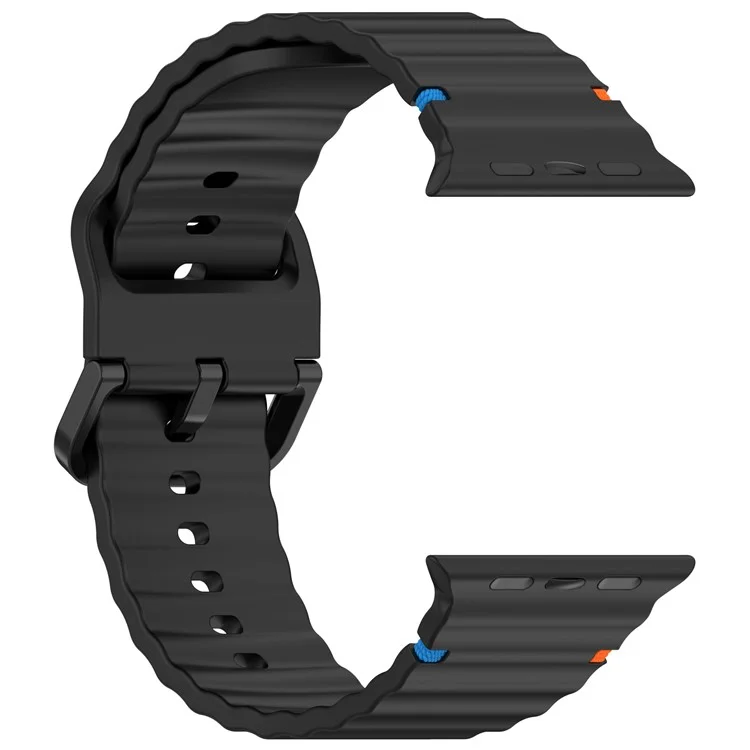 KALEBOL Silicone Strap for Apple Watch Series 10 42mm / 9 8 7 41mm / SE (2023) SE (2022) SE 6 5 4 40mm / 3 2 1 38mm Band - Black