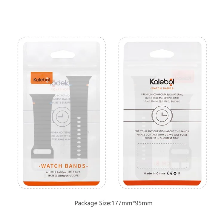 KALEBOL Silicone Strap for Apple Watch Series 10 42mm / 9 8 7 41mm / SE (2023) SE (2022) SE 6 5 4 40mm / 3 2 1 38mm Band - Black
