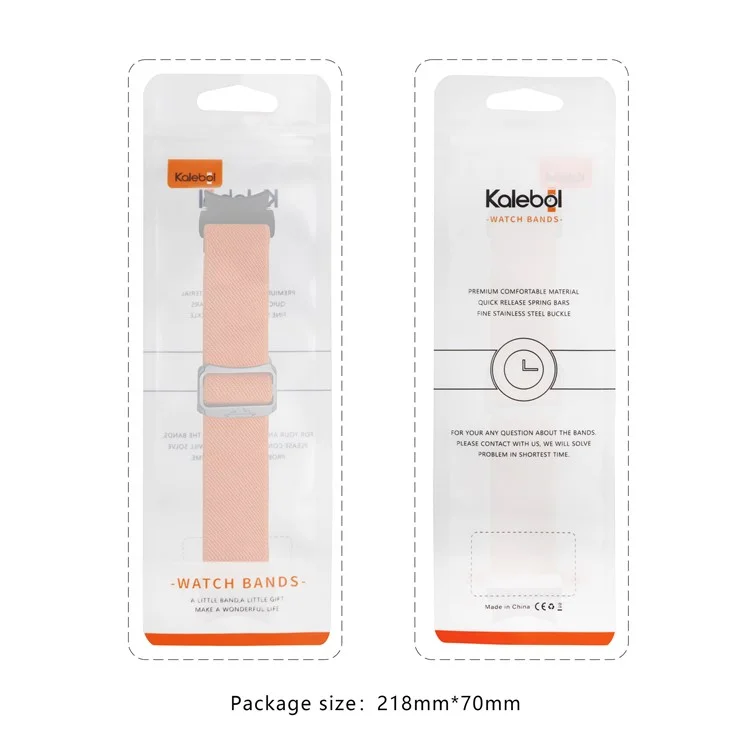 KALEBOL Sangle en Nylon pour Samsung Galaxy Watch Ultra 47mm Bande Élastique avec Boucle Tête de Taureau - Orange