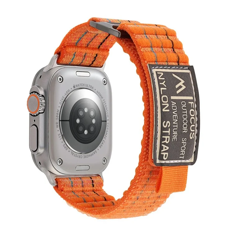KALEBOL Nylon Sport Band для Apple Watch Series 10 46 мм / Ultra 2 Ultra 49 мм / 9 8 7 45 мм / SE (2023) SE (2022) SE 6 5 4 44 мм / 3 2 1 42 мм - оранжевый