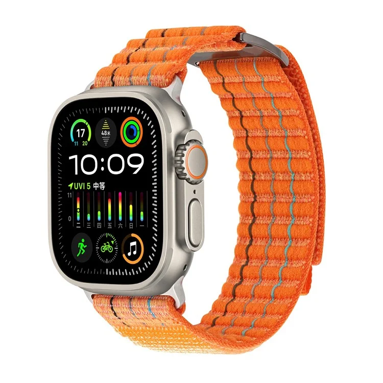 KALEBOL Nylon Sport Band для Apple Watch Series 10 46 мм / Ultra 2 Ultra 49 мм / 9 8 7 45 мм / SE (2023) SE (2022) SE 6 5 4 44 мм / 3 2 1 42 мм - оранжевый