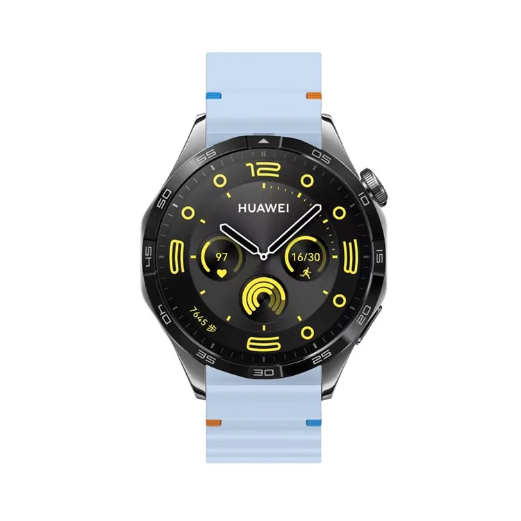 KALEBOL Silicone Band for Huawei Watch 4 / 4 Pro / GT 4 46mm , 22mm Wave Design Watch Strap - Baby Blue