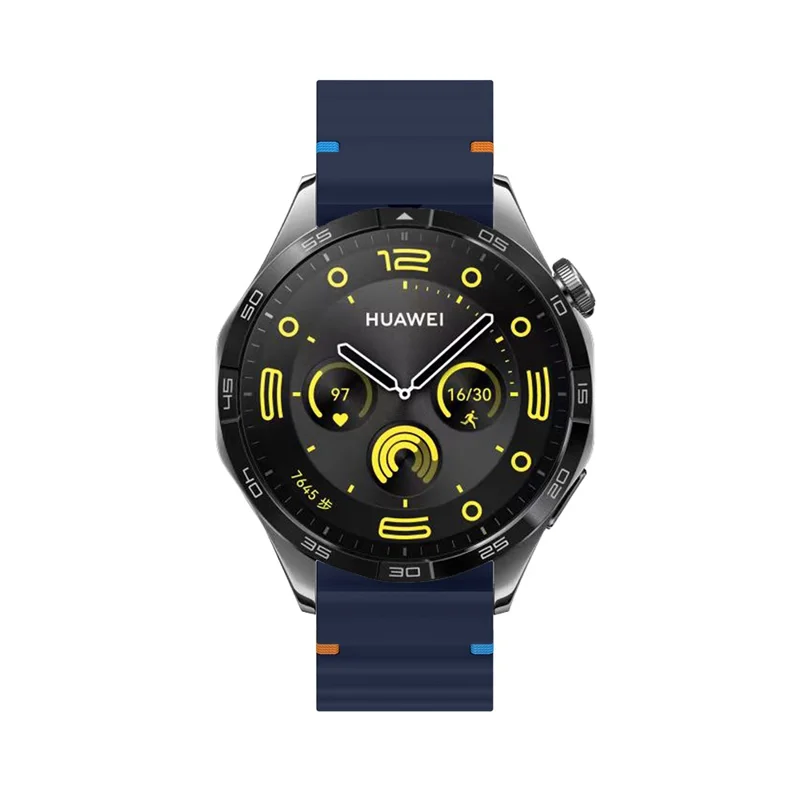 KALEBOL Silicone Band for Huawei Watch 4 / 4 Pro / GT 4 46mm , 22mm Wave Design Watch Strap - Midnight Blue