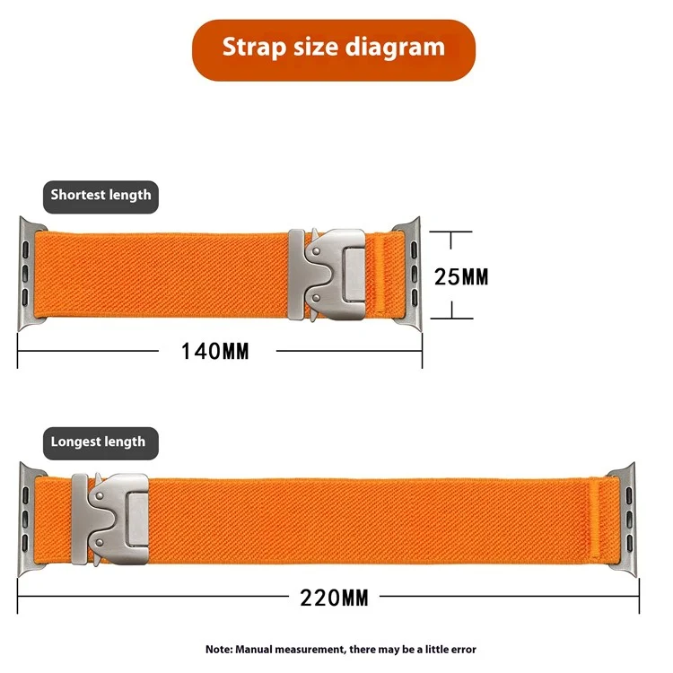 Strap for Apple Watch Series 10 42mm  /  9 8 7 41mm  /  SE (2023) SE (2022) SE 6 5 4 40mm  /  3 2 1 38mm Elastic Nylon Watch Band - Orange