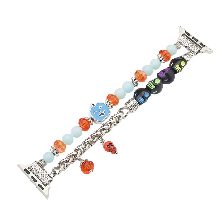 cinta brilhante de halloween para a série apple watch 10 42mm / 9 8 7 41mm / se (2023) se (2022) se 6 5 4 40mm / 3 2 1 38mm - crânio colorido