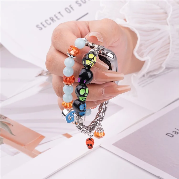 cinta brilhante de halloween para a série apple watch 10 42mm / 9 8 7 41mm / se (2023) se (2022) se 6 5 4 40mm / 3 2 1 38mm - crânio colorido