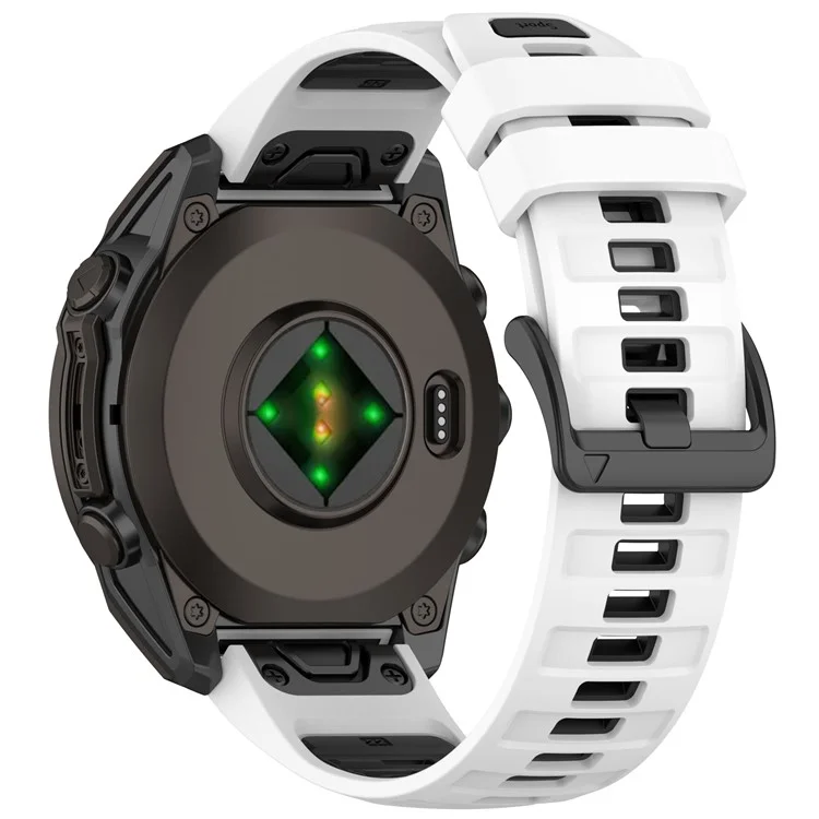 Cinta de 26 mm Para Garmin Fenix ​​8 51mm / Enduro 3 / Instinct 2x Universal Silicone Watch Band - Branco+preto