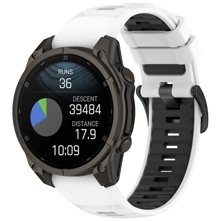 Cinta de 26 mm Para Garmin Fenix ​​8 51mm / Enduro 3 / Instinct 2x Universal Silicone Watch Band - Branco+preto