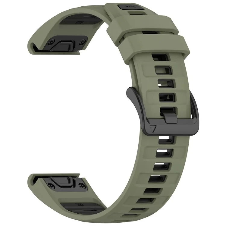 26mm Strap for Garmin Fenix 8 51mm / Enduro 3 / Instinct 2X Universal Silicone Watch Band - Army Green+Black