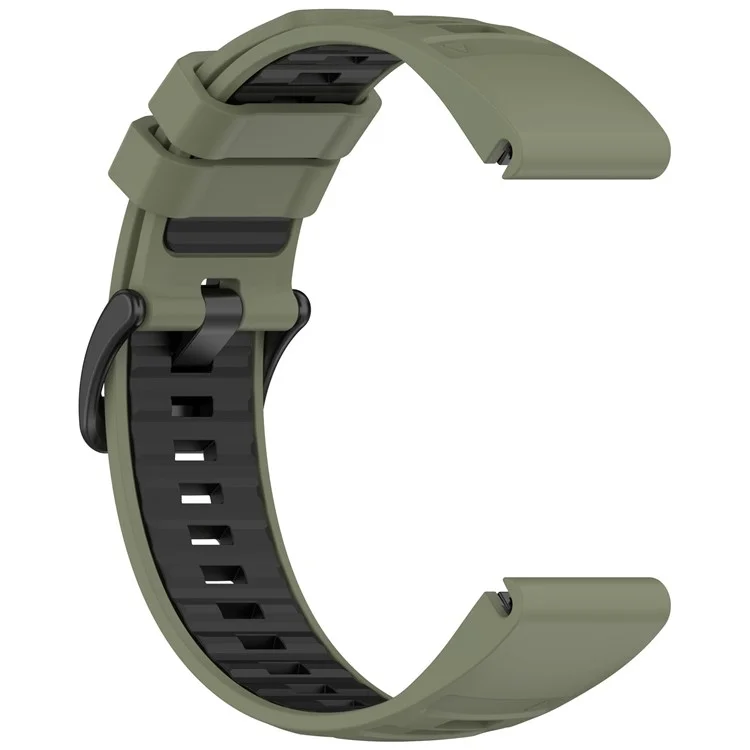 26mm Strap for Garmin Fenix 8 51mm / Enduro 3 / Instinct 2X Universal Silicone Watch Band - Army Green+Black