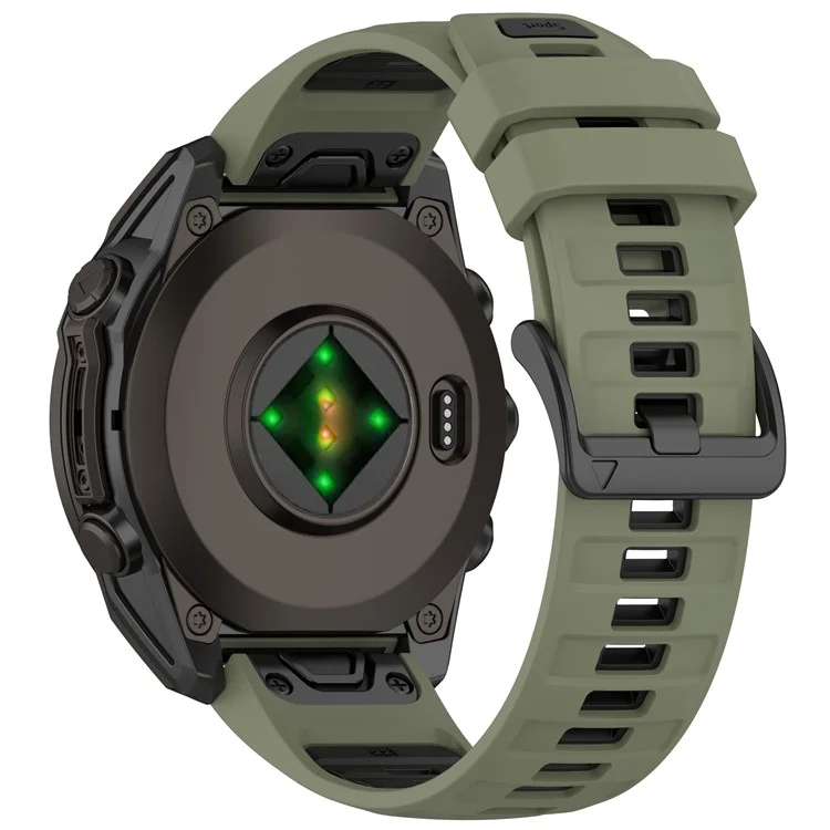 26mm Strap for Garmin Fenix 8 51mm / Enduro 3 / Instinct 2X Universal Silicone Watch Band - Army Green+Black