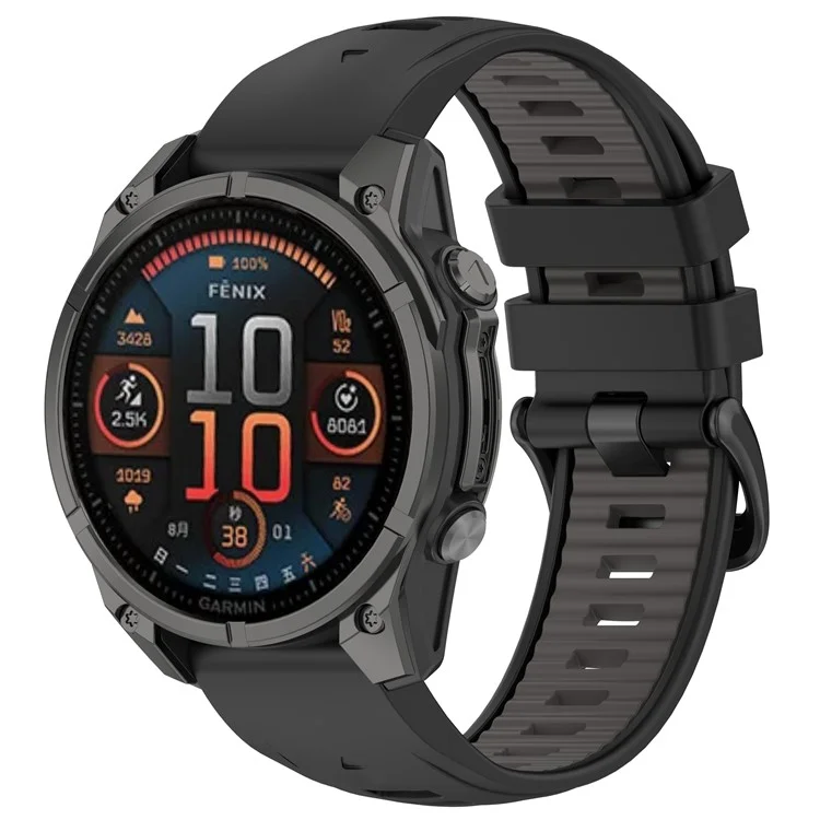 Correa de 20 mm para Garmin Fenix 8 43 mm / Descent MK3 / MK3i / epix Pro (Gen 2) 42 mm Correa de reloj de silicona universal - Negro+Gris