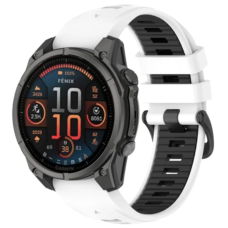20mm Strap for Garmin Fenix 8 43mm / Descent MK3 / MK3i / epix Pro (Gen 2) 42mm Universal Silicone Watch Band - White+Black