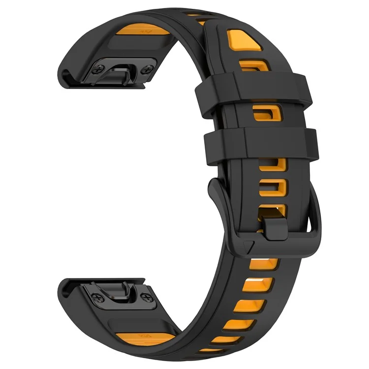 20mm Strap for Garmin Fenix 8 43mm / Descent MK3 / MK3i / epix Pro (Gen 2) 42mm Universal Silicone Watch Band - Black+Orange