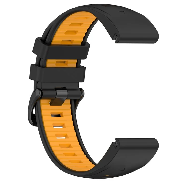 20mm Strap for Garmin Fenix 8 43mm / Descent MK3 / MK3i / epix Pro (Gen 2) 42mm Universal Silicone Watch Band - Black+Orange