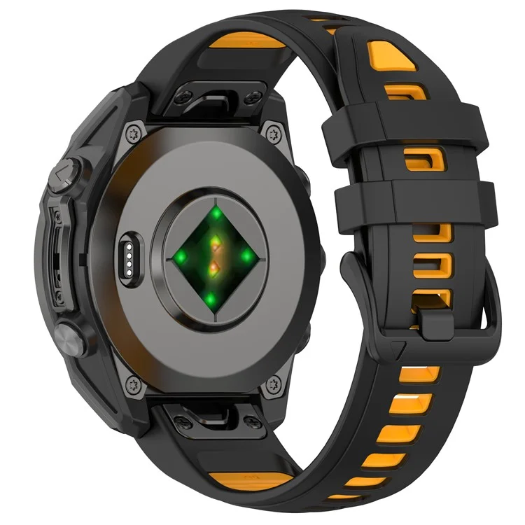 20mm Strap for Garmin Fenix 8 43mm / Descent MK3 / MK3i / epix Pro (Gen 2) 42mm Universal Silicone Watch Band - Black+Orange