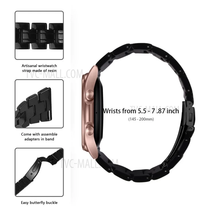 Colorful Resin Watch Band Light Weight Replacement for Samsung Galaxy Watch3 41mm - Black