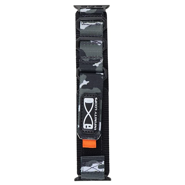 Para Apple Watch Series 10 46mm / Ultra 2 Ultra 49mm / 9 8 7 45mm / SE (2023) SE (2022) SE 6 5 4 44mm / 3 2 1 42mm Nylon Watch Band - Camuflaje Gris