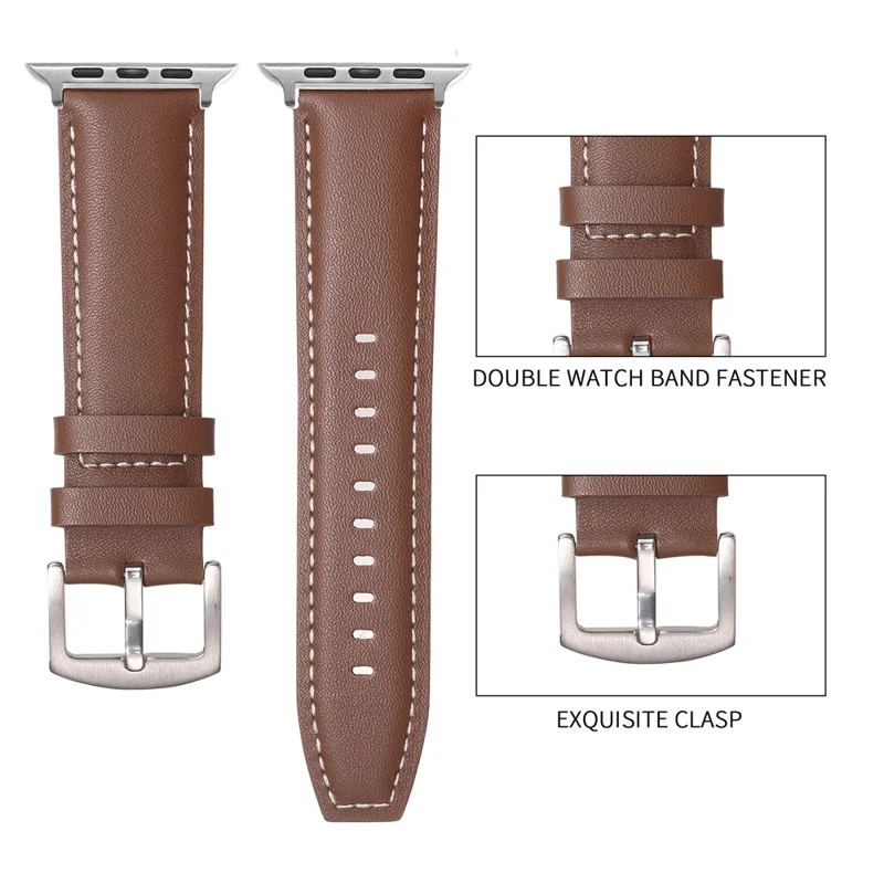 For Apple Watch Series 10 42mm  /  9 8 7 41mm  /  SE (2023) SE (2022) SE 6 5 4 40mm  /  3 2 1 38mm Flat Textured Watch Strap - Dark Brown
