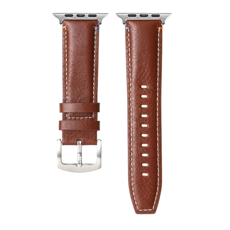 per apple watch series 10 42mm / 9 8 7 41mm / se (2023) se (2022) se 6 5 4 40mm / 3 2 1 cinghia di orologio da 38 mm - crazy horse texture brown