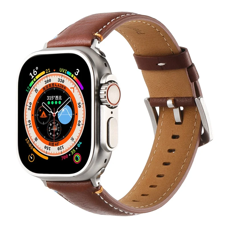 per apple watch series 10 42mm / 9 8 7 41mm / se (2023) se (2022) se 6 5 4 40mm / 3 2 1 cinghia di orologio da 38 mm - crazy horse texture brown