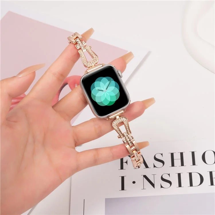 para a série apple watch 10 42mm / 9 8 7 41mm / se (2023) se (2022) se 6 5 4 40mm / 3 2 1 38mm de relógio decoração da banda de relógios - rose gold