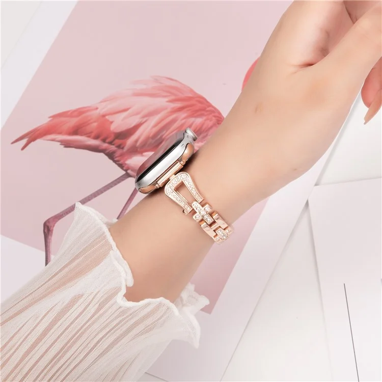 para a série apple watch 10 42mm / 9 8 7 41mm / se (2023) se (2022) se 6 5 4 40mm / 3 2 1 38mm de relógio decoração da banda de relógios - rose gold