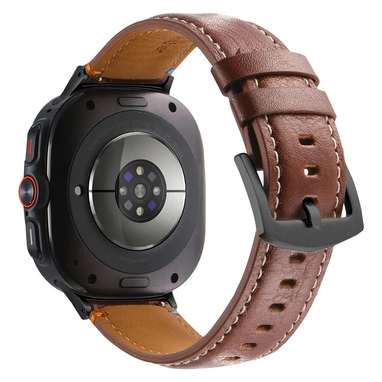 Para Samsung Galaxy Watch Ultra 47mm Substituição Straping Band de Couro de Couro Genuíno - Crazy Horse Texture Brown