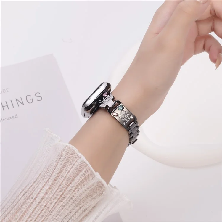 Metal Strap for Apple Watch Series 10 9 8 7 SE 6 5 4 3 2 1 42mm 41mm 40mm 38mm Watch Band Dog Pattern - Black