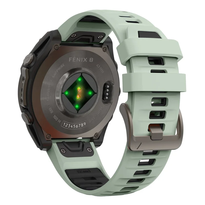 For Garmin Fenix 7  /  7 Pro  /  6  /  6 Pro Replacement Band QuickFit 22mm Dual-Color Silicone Watch Strap - Mint Green  /  Black