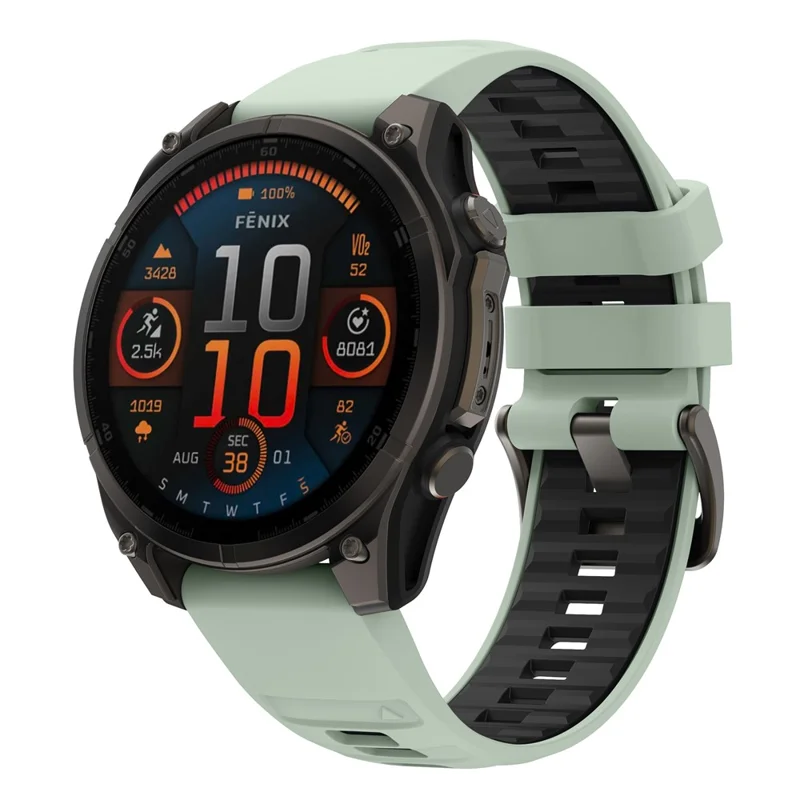 For Garmin Fenix 7  /  7 Pro  /  6  /  6 Pro Replacement Band QuickFit 22mm Dual-Color Silicone Watch Strap - Mint Green  /  Black