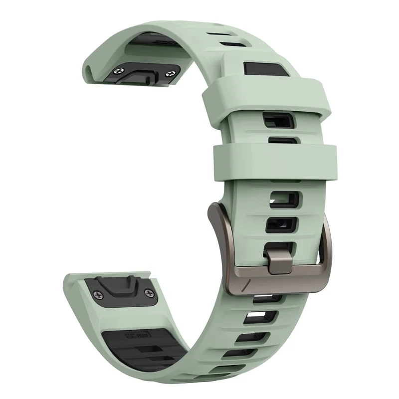 For Garmin Fenix 7  /  7 Pro  /  6  /  6 Pro Replacement Band QuickFit 22mm Dual-Color Silicone Watch Strap - Mint Green  /  Black