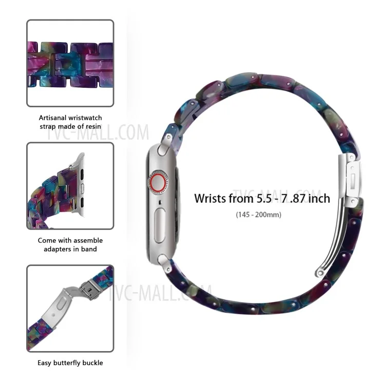 Pulseira de Relógio de Resina Colorida e Leve para Apple Watch Série 10 46mm / Ultra 2 Ultra 49mm / 9 8 7 45mm / SE (2023) SE (2022) SE 6 5 4 44mm / 3 2 1 42mm - Roxo Verde