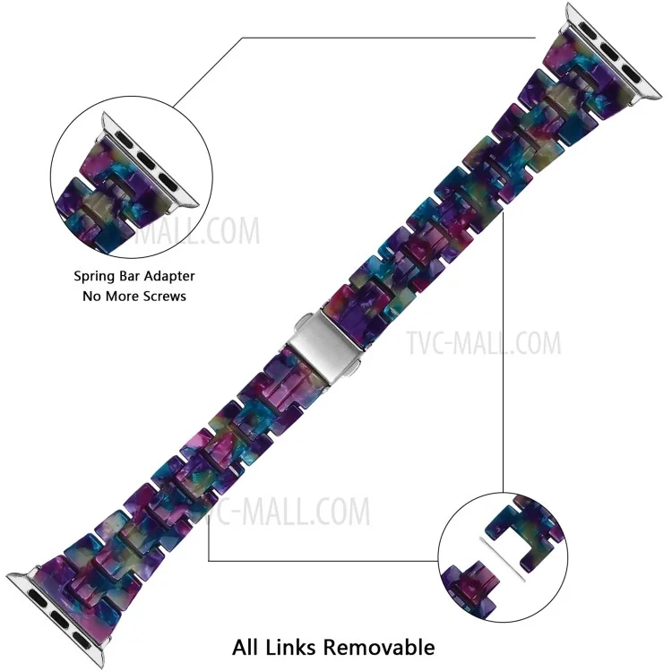 Pulseira de Relógio de Resina Colorida e Leve para Apple Watch Série 10 46mm / Ultra 2 Ultra 49mm / 9 8 7 45mm / SE (2023) SE (2022) SE 6 5 4 44mm / 3 2 1 42mm - Roxo Verde