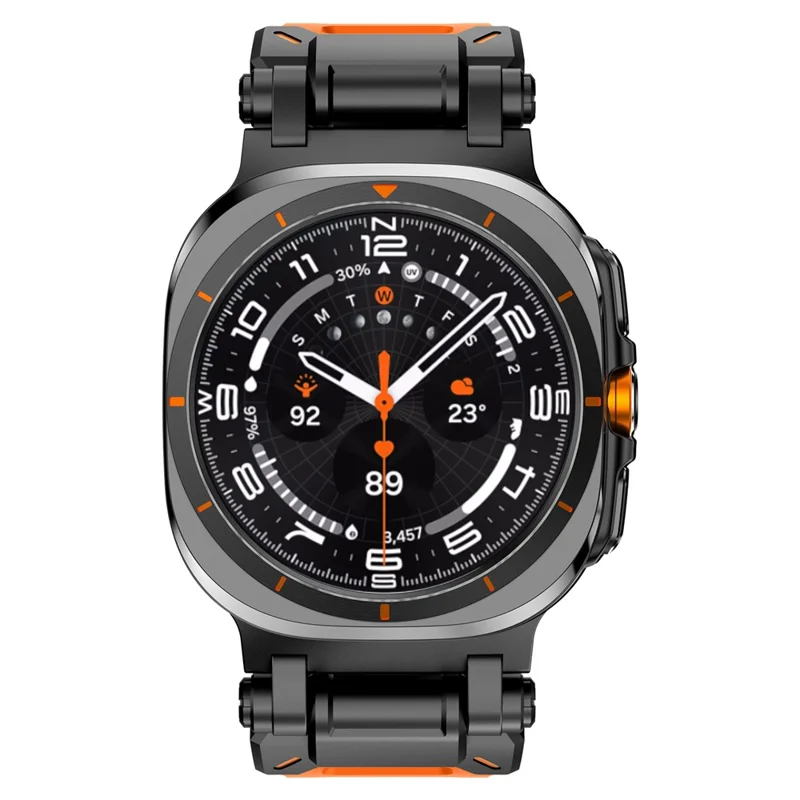 Para Samsung Galaxy Watch Ultra 47mm Correa de Reloj Suave TPU Ajustable Correa de Muñeca - Negro+Naranja