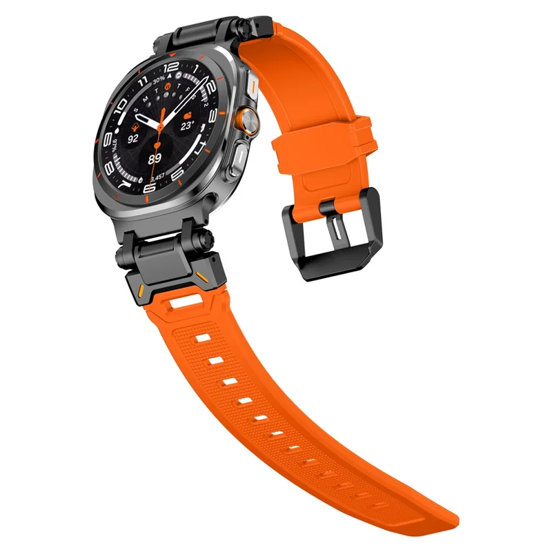 Para Samsung Galaxy Watch Ultra 47mm Correa de Reloj Suave TPU Ajustable Correa de Muñeca - Negro+Naranja