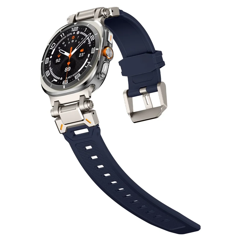For Samsung Galaxy Watch Ultra 47mm Watch Band Soft TPU Adjustable Wrist Strap - Titanium+Blue