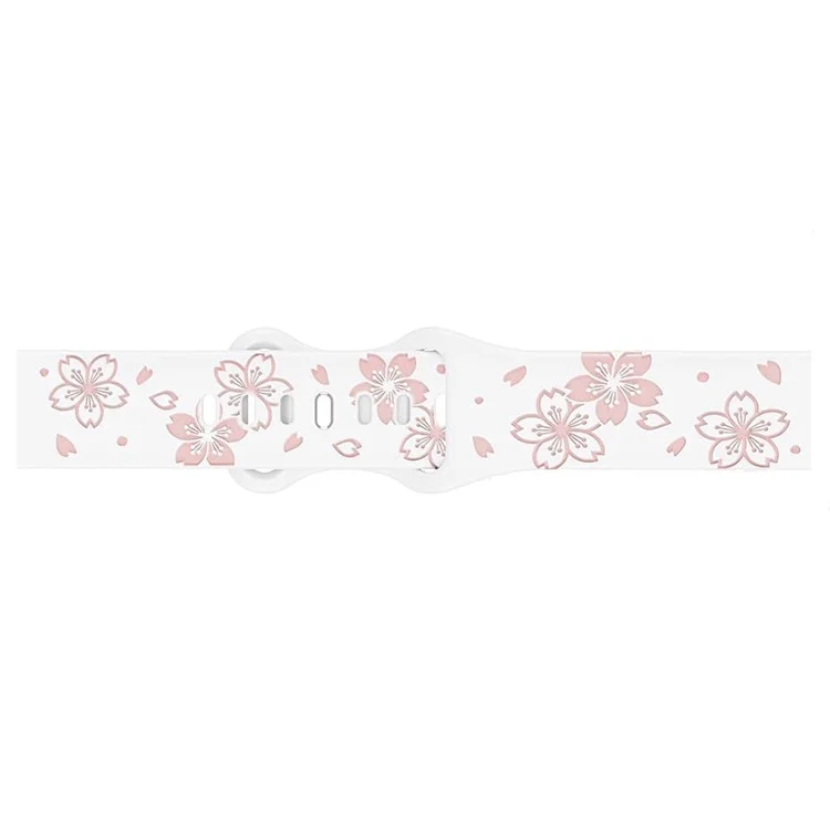 For Huawei Watch GT 3 42mm  /  GT 3 Pro 43mm  /  Samsung Gear Sport  /  Gear S2 Classic Watch Band Sakura Pattern 20mm Silicone Strap - White  /  Pink