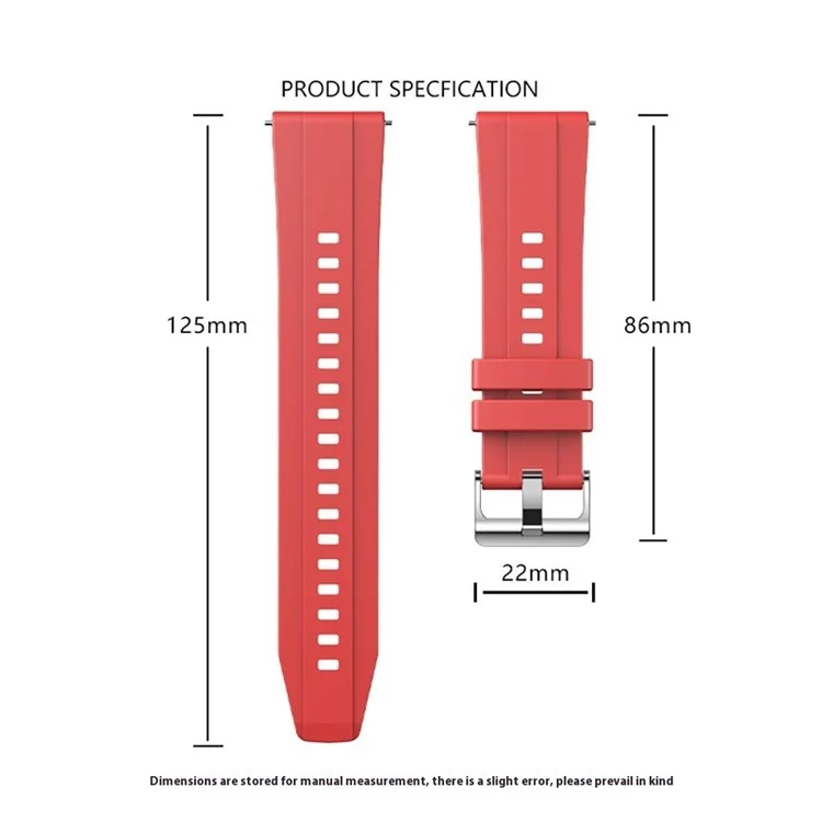 Para Huawei Watch GT 5 46 mm / Huawei Watch 4 / Correa de Reloj de Silicona de Color Sólido de 22 mm de Banda de Reemplazo de 22 mm - Rojo