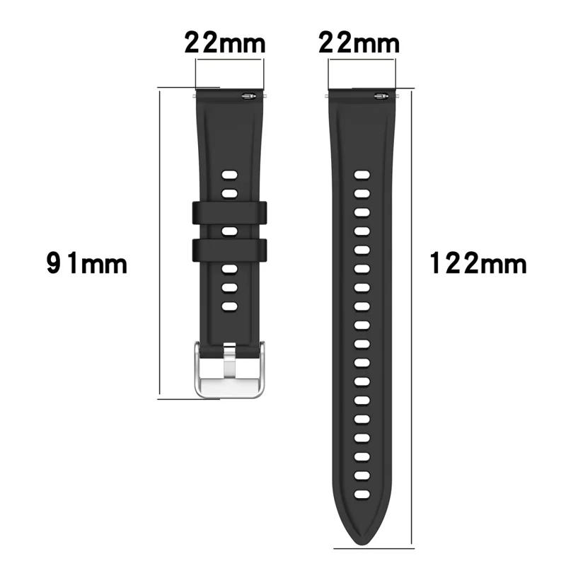 Pour Huawei Watch GT 5 Pro 46mm / GT 5 46mm / GT 4 46mm Remplacement Bracelet 22mm Texture Silicone Bande de Montre - Noir