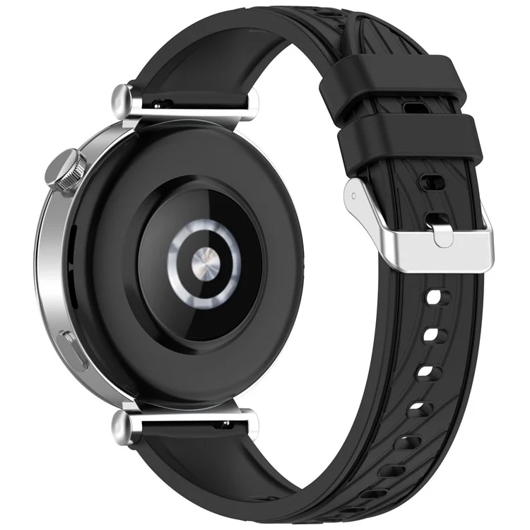 Para Huawei Watch GT 5 Pro 42mm / GT 5 41mm / GT 4 41mm Pulseira de Relógio 18mm Banda de Silicone Texturizada - Preta