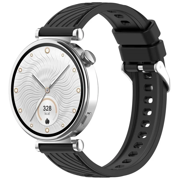 Para Huawei Watch GT 5 Pro 42mm / GT 5 41mm / GT 4 41mm Pulseira de Relógio 18mm Banda de Silicone Texturizada - Preta