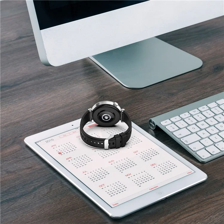 Para Huawei Watch GT 5 Pro 42mm / GT 5 41mm / GT 4 41mm Pulseira de Relógio 18mm Banda de Silicone Texturizada - Preta