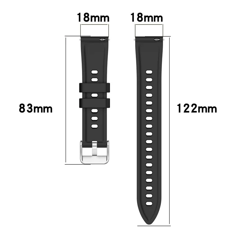 Para Huawei Watch GT 5 Pro 42mm / GT 5 41mm / GT 4 41mm Pulseira de Relógio 18mm Banda de Silicone Texturizada - Preta