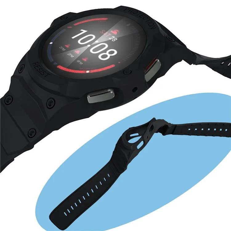 Pour Samsung Galaxy Watch7 / 6 / 5 / 4 44mm TPU Bande de Montre+Boîtier Intégré - Noir