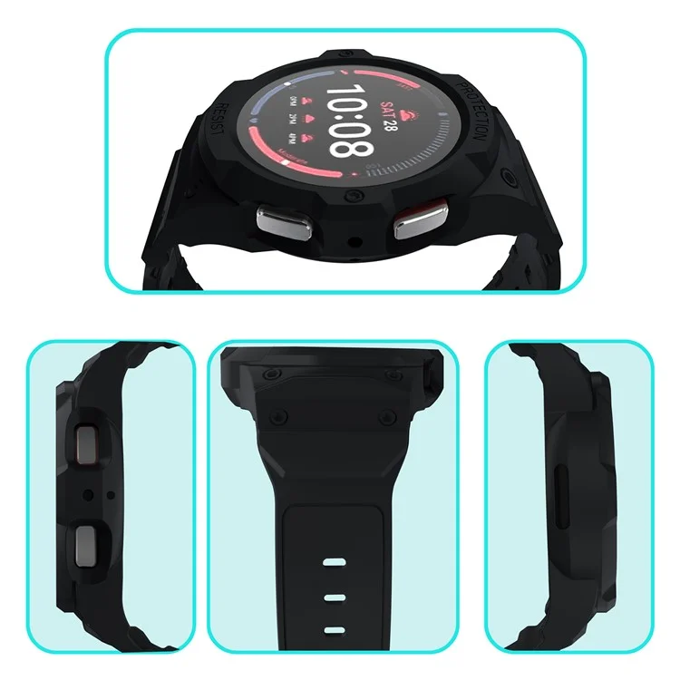 Pour Samsung Galaxy Watch7 / 6 / 5 / 4 44mm TPU Bande de Montre+Boîtier Intégré - Noir